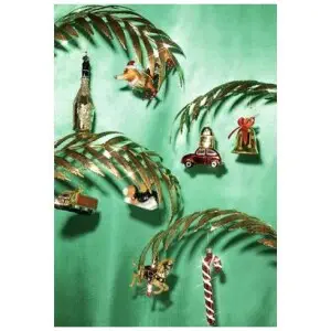 Vondels Ornament glass blue/green scarabee w/glitter, Juletræspynt torbister